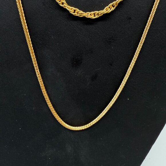 Twisted Rope Double-Strand Layered Chain Necklace Gold Tone - Picture 5 of 6